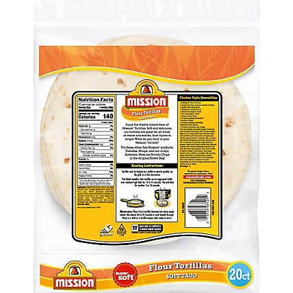 Mission Tortillas Flour Soft Taco Medium Super Soft Bag 20 Count - 35 Oz - Image 6