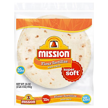 Mission Tortillas Flour Soft Taco Medium Super Soft Bag 20 Count - 35 Oz - Image 1