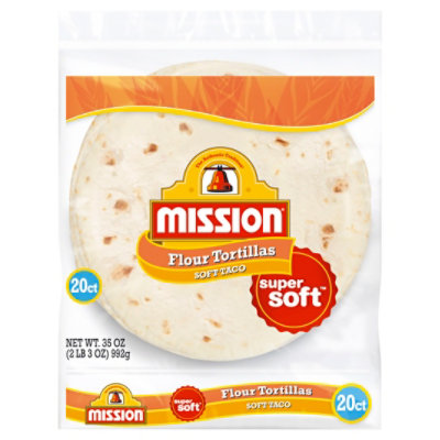 Mission Tortillas Flour Soft Taco Medium Super Soft Bag 20 Count - 35 Oz