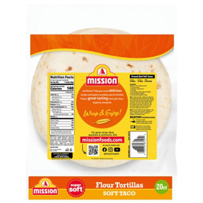 Mission Tortillas Flour Soft Taco Medium Super Soft Bag 20 Count - 35 Oz - Image 2