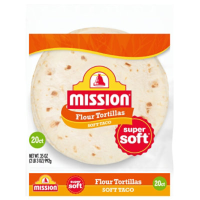 Mission Tortillas Flour Soft Taco Medium Super Soft Bag 20 Count - 35 Oz