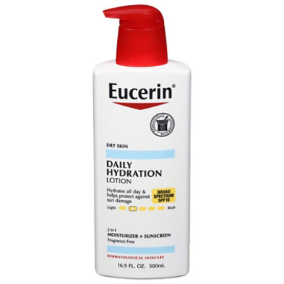 Eucerin Daily Hydration Body Lotion for Dry Skin with SPF 15, Moisturizer + Sunscreen, 16.9 fl oz