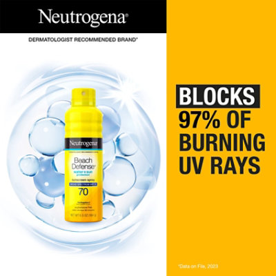 Neutrogena Beach Defense Sunscreen Spray Water + Sun Protection Spf 70 - 6.5 Oz - Image 2