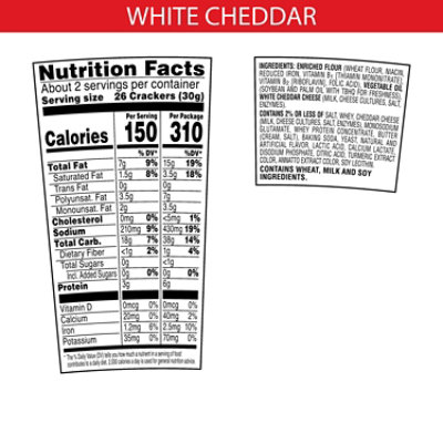 Cheez-It Cheese Crackers Baked Snack White Cheddar - 2.2 Oz - Image 5