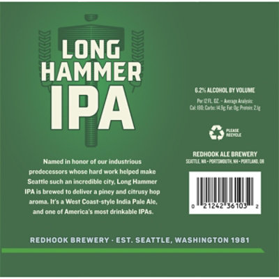 Redhook Long Hammer IPA Cans - 4-16 Fl. Oz. - Image 4