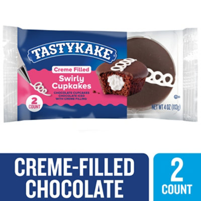 Tastykake Swirly Creme Filled Chocolate Cupcakes Individually Wrapped - 2 Count - Image 2