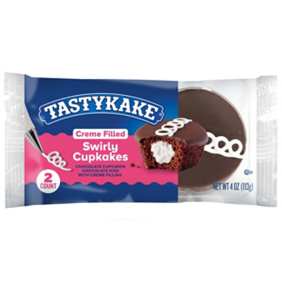 Tastykake Swirly Creme Filled Chocolate Cupcakes Individually Wrapped - 2 Count - Image 3