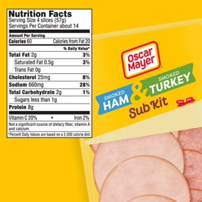 Oscar Mayer Sub Kit with Extra Lean Smoked Ham & Extra Lean Smoked Turkey Breast Pack - 28 Oz - Image 7