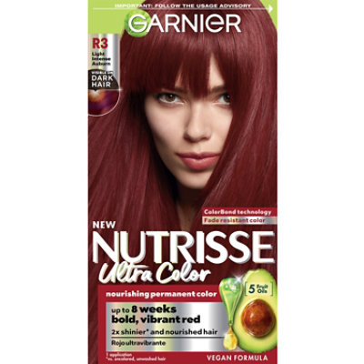 Garnier Nutrisse Ultra Color Nourishing Hair Color Creme R3 Light Intense Auburn Kit - Each
