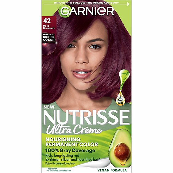 Garnier Nutrisse 42 Deep Burgundy Black Cherry Nourishing Hair Color Creme Kit - Each