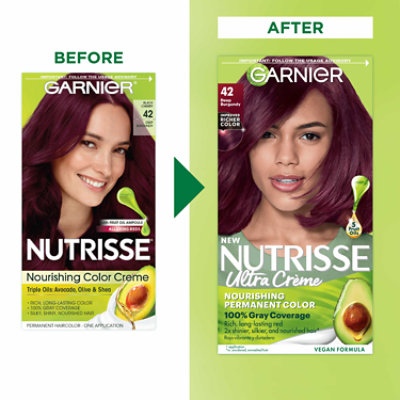 Garnier Nutrisse 42 Deep Burgundy Black Cherry Nourishing Hair Color Creme Kit - Each - Image 2