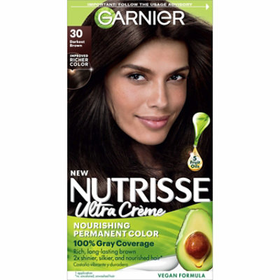 Garnier Nutrisse Nourishing Hair Color Creme 30 Darkest Brown (Sweet Cola) Kit - Each - Image 1