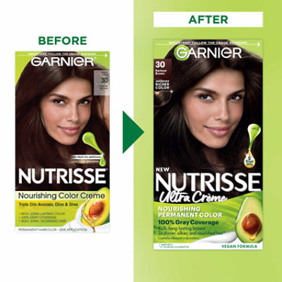 Garnier Nutrisse Nourishing Hair Color Creme 30 Darkest Brown (Sweet Cola) Kit - Each - Image 3