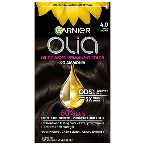 Garnier Olia Oil Powered 4.0 Dark Brown Permanent Hair Color - Each