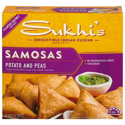 Sukhi's Indian Potato & Pea Samosa Frozen Appetizer Vegetarian Snack - 10 Oz - Image 2