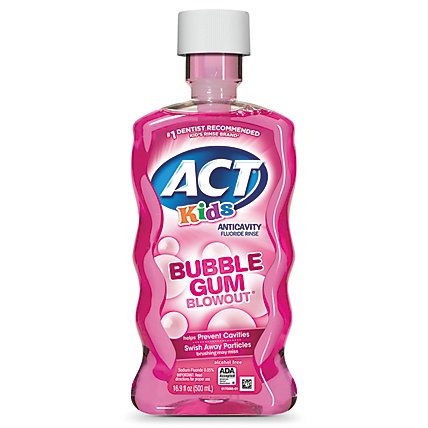 ACT Kids Fluoride Rinse Anticavity Bubble Gum Blowout - 16.9 Fl. Oz. - Image 2