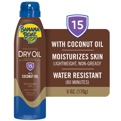 Banana Boat Dry Oil Broad Spectrum SPF 15 Clear Sunscreen Spray - 6 Oz ...