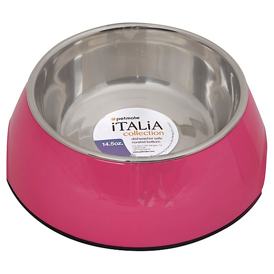 Petmate Pet Bowl Italia Collection Medium 14.5 Oz Pink - Each