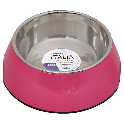 Petmate Pet Bowl Italia Collection Medium 14.5 Oz Pink - Each - Image 1