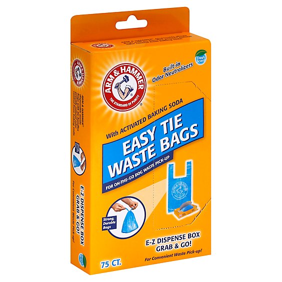 ARM & HAMMER Waste Bag Easy Tie With Grab & Go Dispense Box Fresh Scent Box - 75 Count