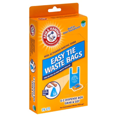 ARM & HAMMER Waste Bag Easy Tie With Grab & Go Dispense Box Fresh Scent Box - 75 Count