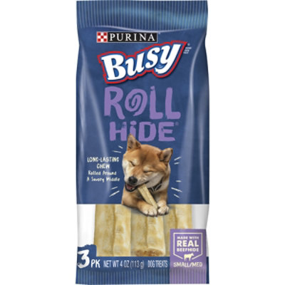 Busy Dog Treats Rollhide Beefhide 3 Count - 4 Oz