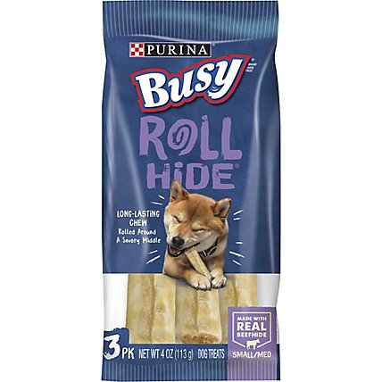 Busy Dog Treats Rollhide Beefhide 3 Count - 4 Oz - Image 1