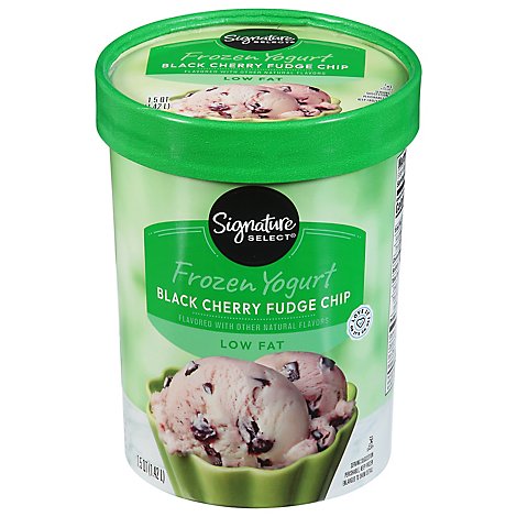 Signature SELECT Frozen Yogurt Chocolate Chip Black Cherry Low Fat - 1.5 Quart