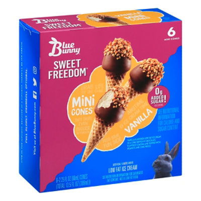 Blue Bunny Sweet Freedom Snack Size Vanilla Ice Cream Cones - 6