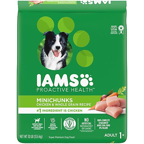 Iams Adult Minichunks Small Kibble High Protein Dry Dog Food With Real Chicken - 30 Lb