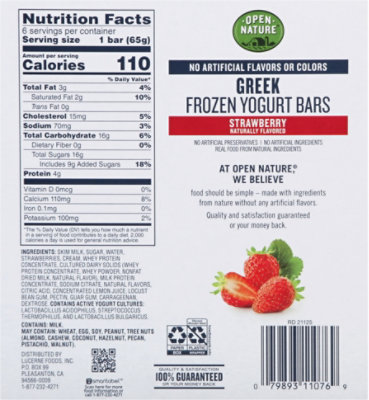 Open Nature Bars Greek Frozen Yogurt Strawberry - 6-2.75 Fl. Oz. - Image 7