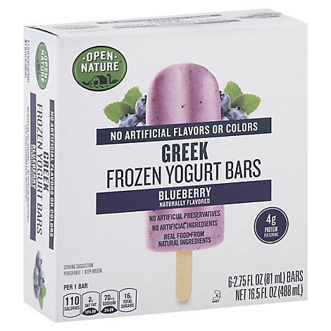 Open Nature Bars Greek Frozen Yogurt Blueberry - 6-2.75 Fl. Oz.