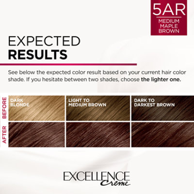 L'Oreal Paris Excellence Creme Permanent Triple Care Hair Color 5AR Medium Maple Brown Kit - Each - Image 4