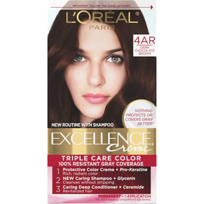 LOreal Excel Creme Dark Chocolate Brown 4ar Hair Color - Each - Image 1