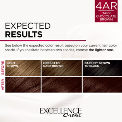 L'Oreal Paris Excellence Creme Permanent Triple Care Hair Color 4AR Dark Chocolate Brown Kit - Each - Image 4