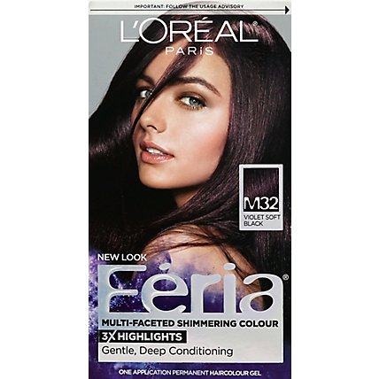 LOreal Feria Haircolor Permanent Violet Soft Black M32 - Each - Image 2