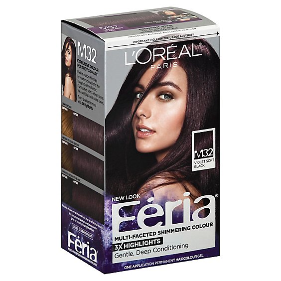 LOreal Feria Haircolor Permanent Violet Soft Black M32 - Each