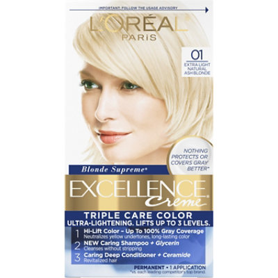 L'Oreal Paris Excellence Creme Triple Care Hair Color 01 Extra Light Ash Blonde Kit - Each - Image 1