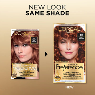 L'Oreal Paris Superior Preference Fade-Defying Permanent Hair Color 6R Light Auburn Kit - Each - Image 3