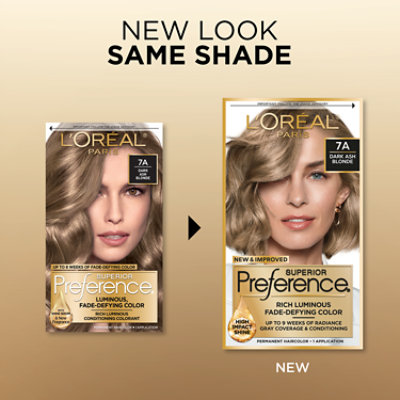 L'Oreal Paris Superior Preference Fade-Defying Permanent Hair Color 7A Dark Ash Blonde Kit - Each - Image 3