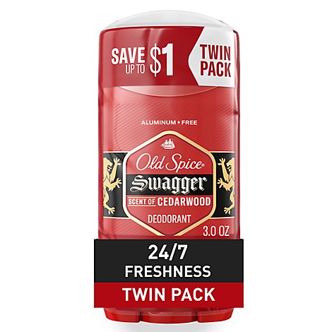 Old Spice Red Collection Swagger Scent Deodorant for Men Value Pack - 2-3 Oz