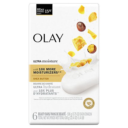 Olay Ultra Fresh Moisture Shea Butter Beauty Bar with Vitamin B3 Complex - 6-3.75 Oz - Image 2