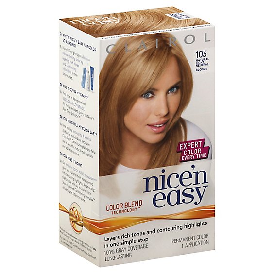 CLAIROL Nice & Easy Hair Color Permanent Natural Light Neutral 103 - Each -  Carrs