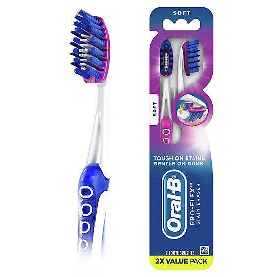 Oral-B 3D White Pro-Flex Stain Eraser Toothbrushes Soft - 2 Count