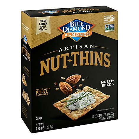 Blue Diamond Nut Thins Cracker Snacks Artisan Natural Multi Seeds - 4.25 Oz