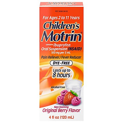 Motrin Childrens Ibuprofen Suspension Berry Flavor Dye Free - 4 Fl. Oz. - Image 2