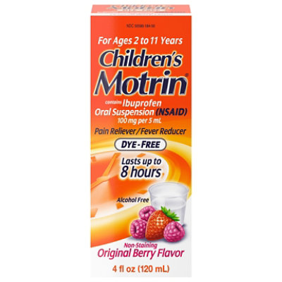 Motrin Childrens Ibuprofen Suspension Berry Flavor Dye Free - 4 Fl. Oz.