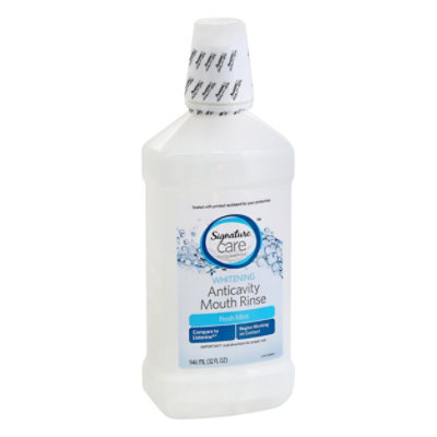 Signature Care Mouth Rinse Anticavity Whitening Fresh Mint - 32 Fl. Oz.