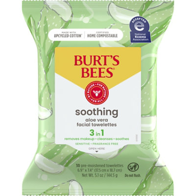 Burt's Bees Sensitive Facial Cleanser Towelettes With Aloe Vera - 30 Count