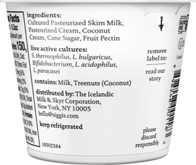 siggi's Coconut 2% Icelandic Skyr Lowfat Yogurt - 5.3 Oz - Image 6